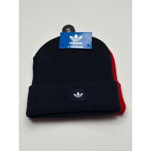 Adidas Men's 2 Pack Beanie‎ Winter Warm Knit Hat Black Red NWT